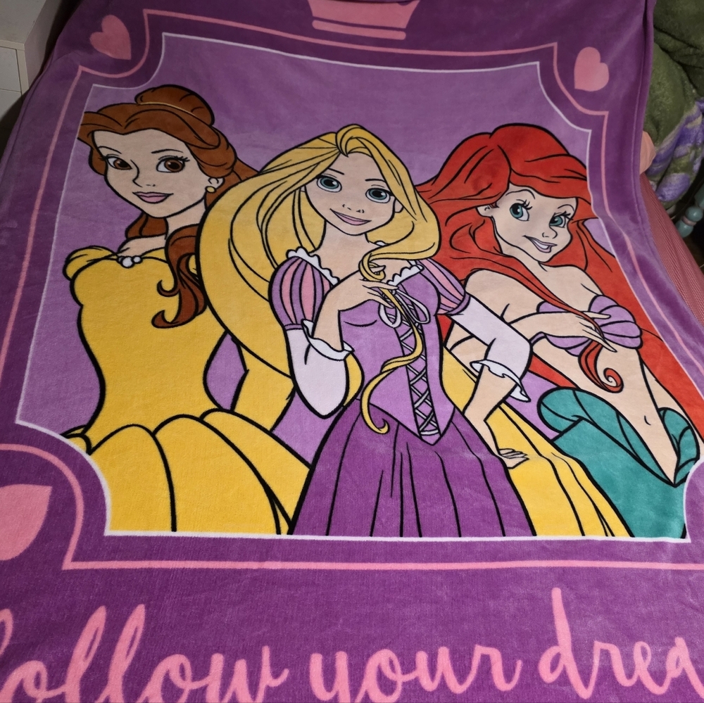 Disney Princess Blanket Belle Rapunzel Ariel Follow Your Dreams Blanket Large